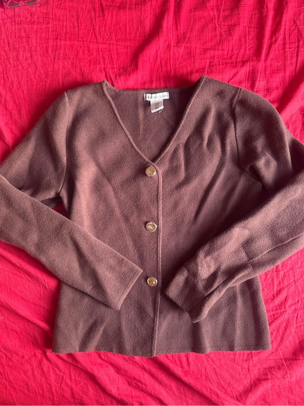 Sincerely Jules Brown V-Neck Button Front Cardigan